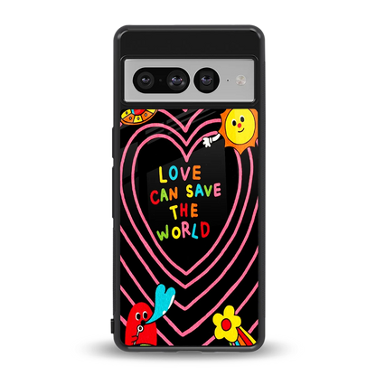 Save With Love back phone cover | glass case for google pixel 7 pro