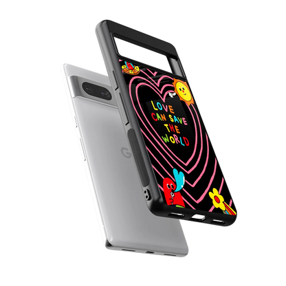 Save With Love sleek google pixel 7 cover with tempered glass back and TPU edges