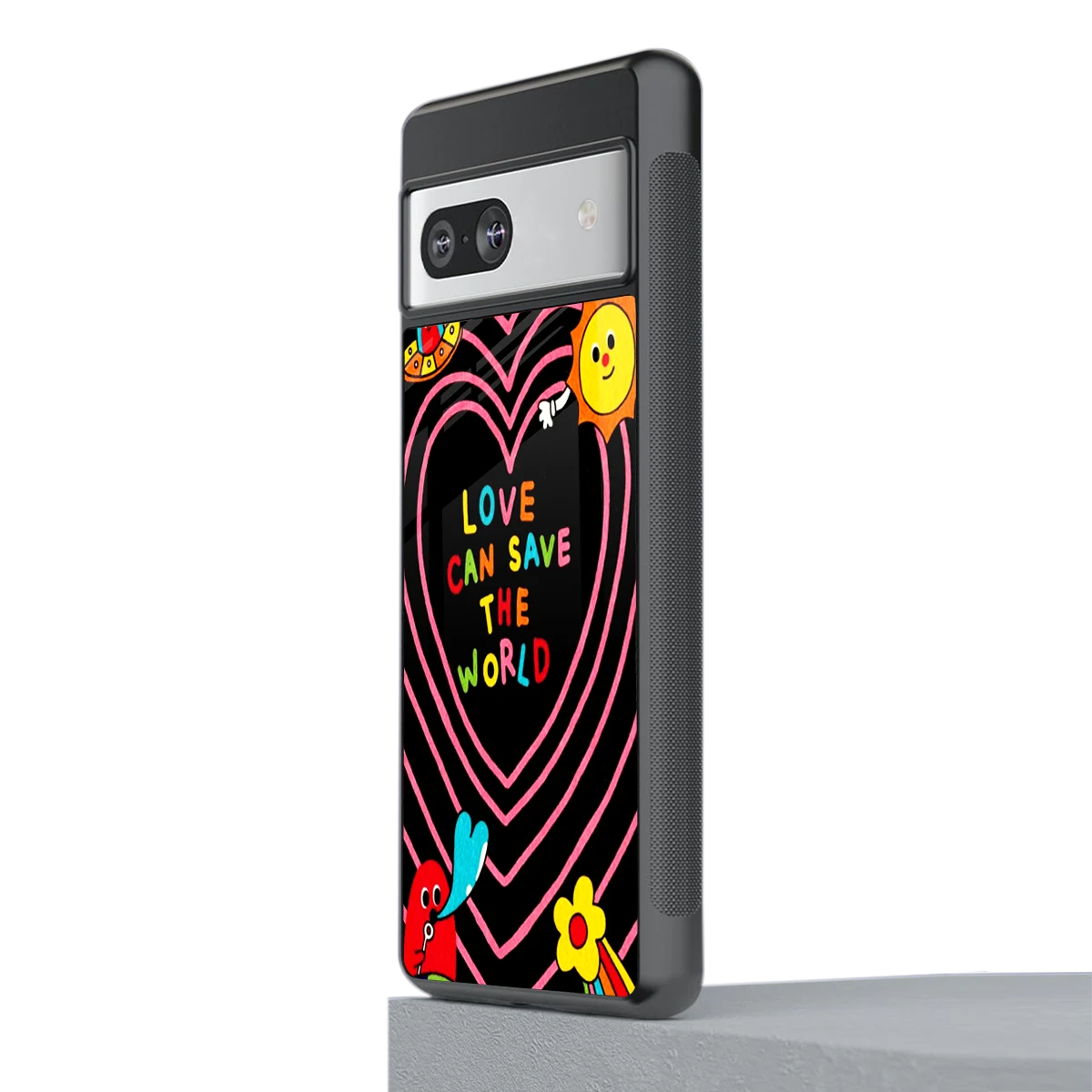 Save With Love stylish phone case for google pixel 7a | glossy glass and slim fit
