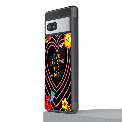 Save With Love stylish phone case for google pixel 7a | glossy glass and slim fit