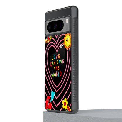 Save With Love stylish phone case for google pixel 8 pro | glossy glass and slim fit