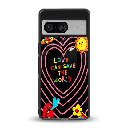 Save With Love back phone cover | glass case for google pixel 8