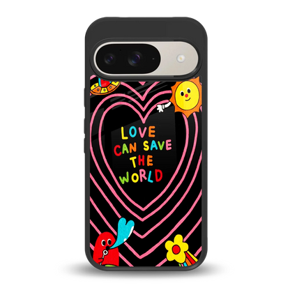 Save With Love back phone cover | glass case for google pixel 9
