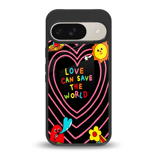 Save With Love back phone cover | glass case for google pixel 9