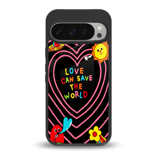 Save With Love back phone cover | glass case for google pixel 9 pro