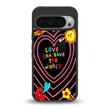 Save With Love back phone cover | glass case for google pixel 9 pro xl