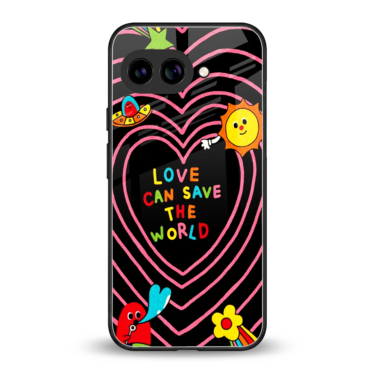 Save With Love back phone cover | glass case for google pixel 9a
