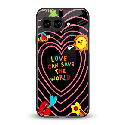Save With Love back phone cover | glass case for google pixel 9a