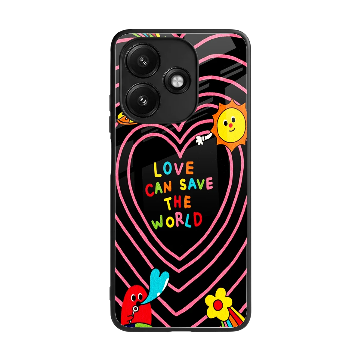 Save With Love back phone cover | glass case for redmi 12 5g