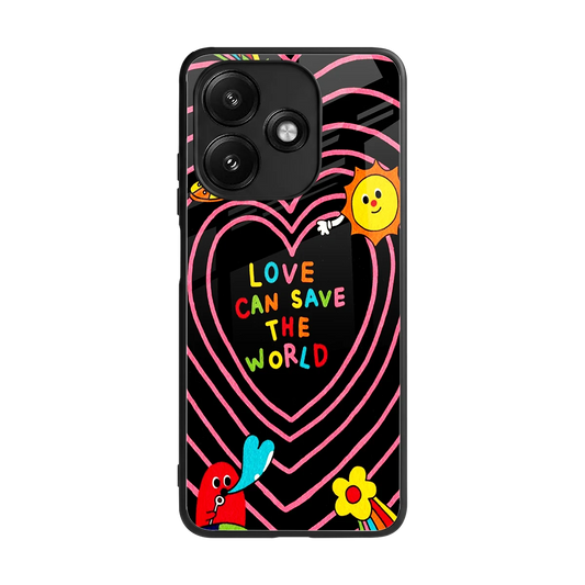 Save With Love back phone cover | glass case for redmi 12 5g