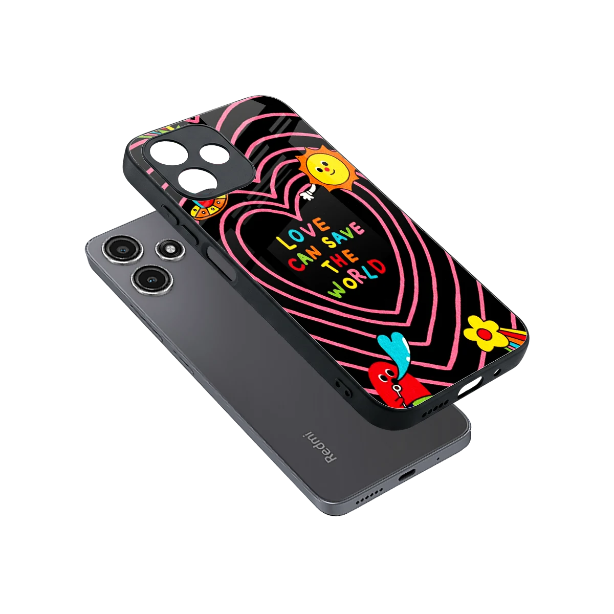 Save With Love sleek redmi 12 5g cover with tempered glass back and TPU edges