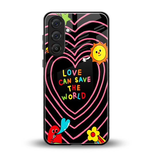 Save With Love back phone cover | glass case for samsung galaxy m36 5g