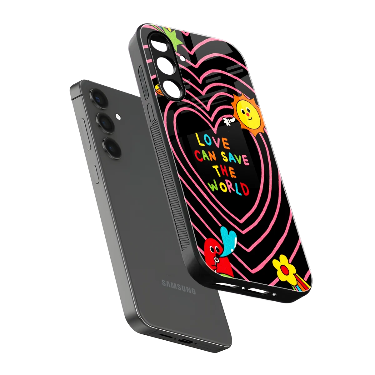 Save With Love sleek samsung galaxy a14 5g cover with tempered glass back and TPU edges