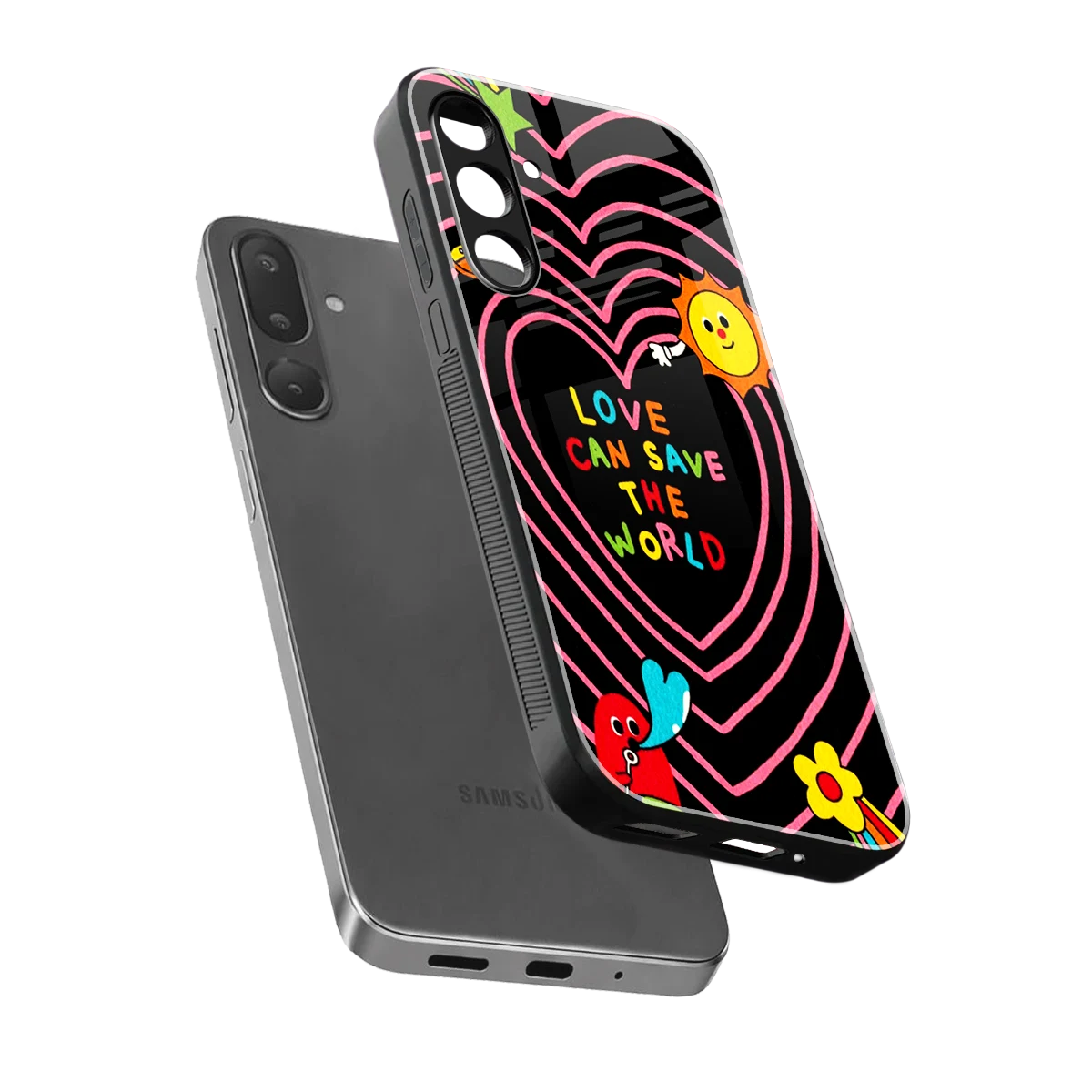 Save With Love sleek samsung galaxy m56 5g cover with tempered glass back and TPU edges