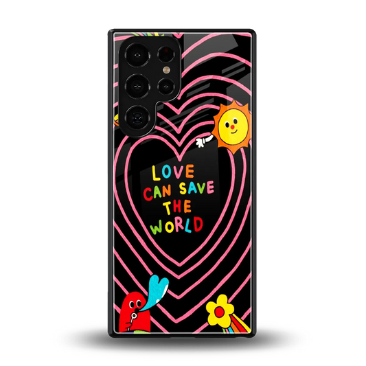 Save With Love back phone cover | glass case for samsung galaxy s25 ultra