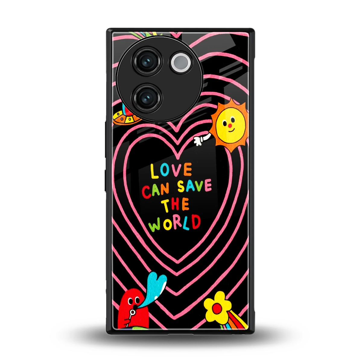 Save With Love back phone cover | glass case for vivo v30e