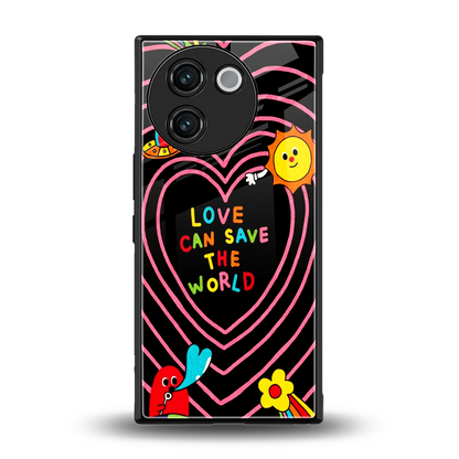 Save With Love back phone cover | glass case for vivo v30e