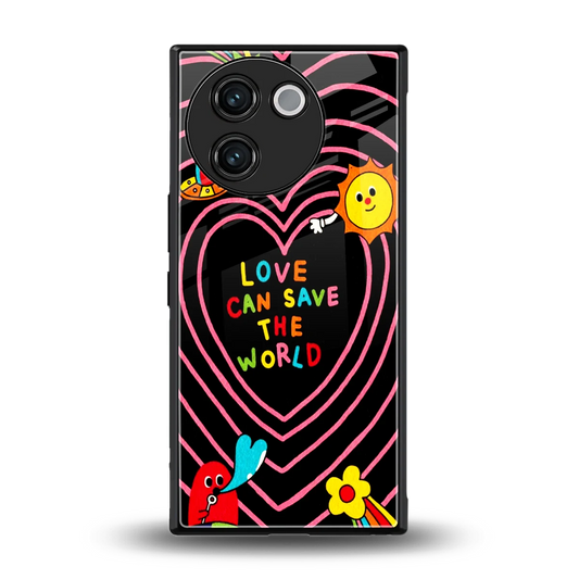 Save With Love back phone cover | glass case for vivo v30e