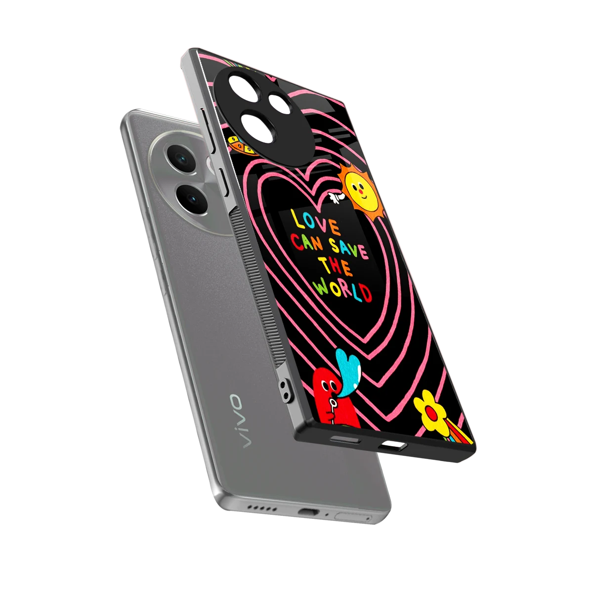 Save With Love sleek vivo v30e cover with tempered glass back and TPU edges