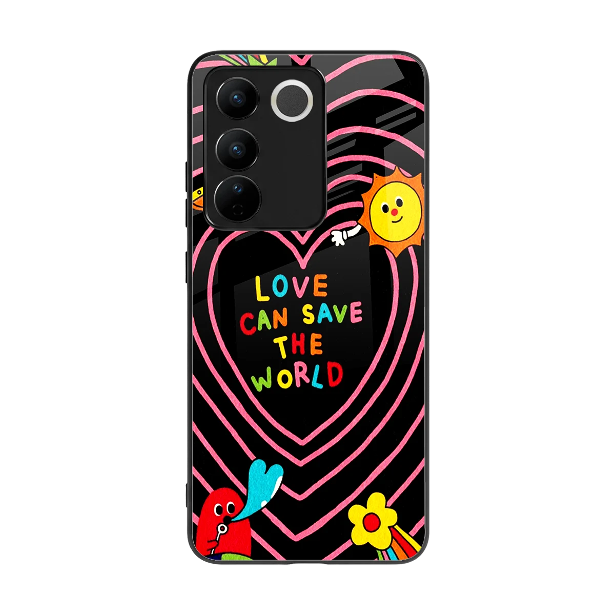 Save With Love back phone cover | glass case for vivo v27 5g