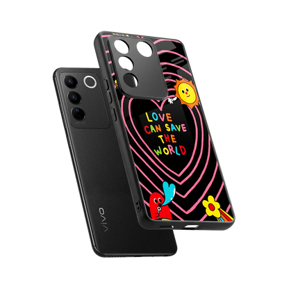 Save With Love sleek vivo v27 5g cover with tempered glass back and TPU edges