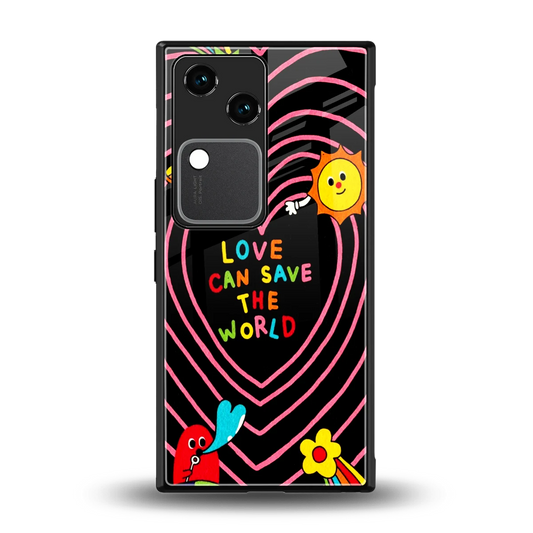 Save With Love back phone cover | glass case for vivo v30