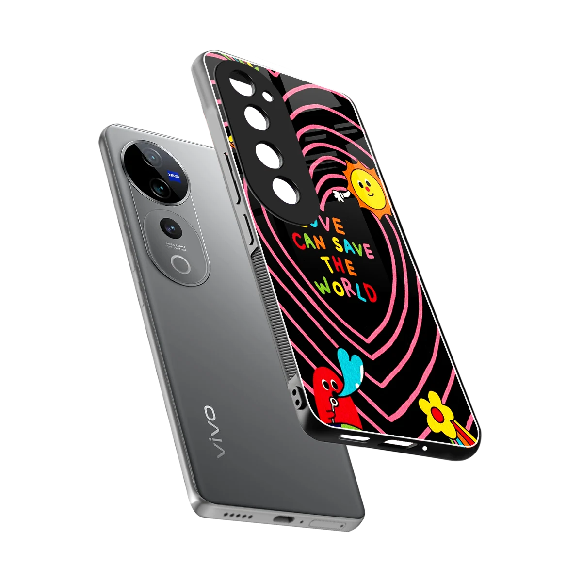Save With Love sleek vivo v40 pro cover with tempered glass back and TPU edges