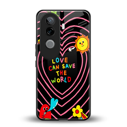 Save With Love back phone cover | glass case for vivo v40e