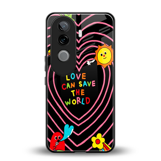 Save With Love back phone cover | glass case for vivo v40e