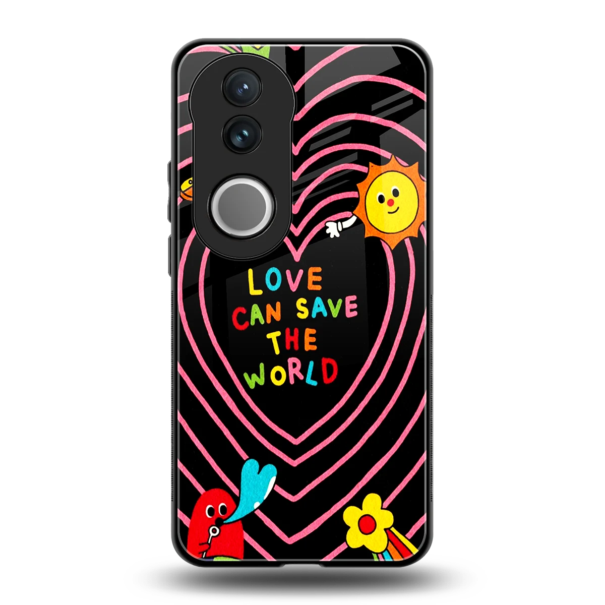 Save With Love back phone cover | glass case for vivo v50