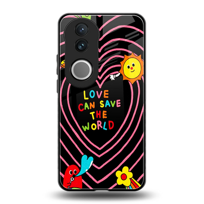 Save With Love back phone cover | glass case for vivo v50