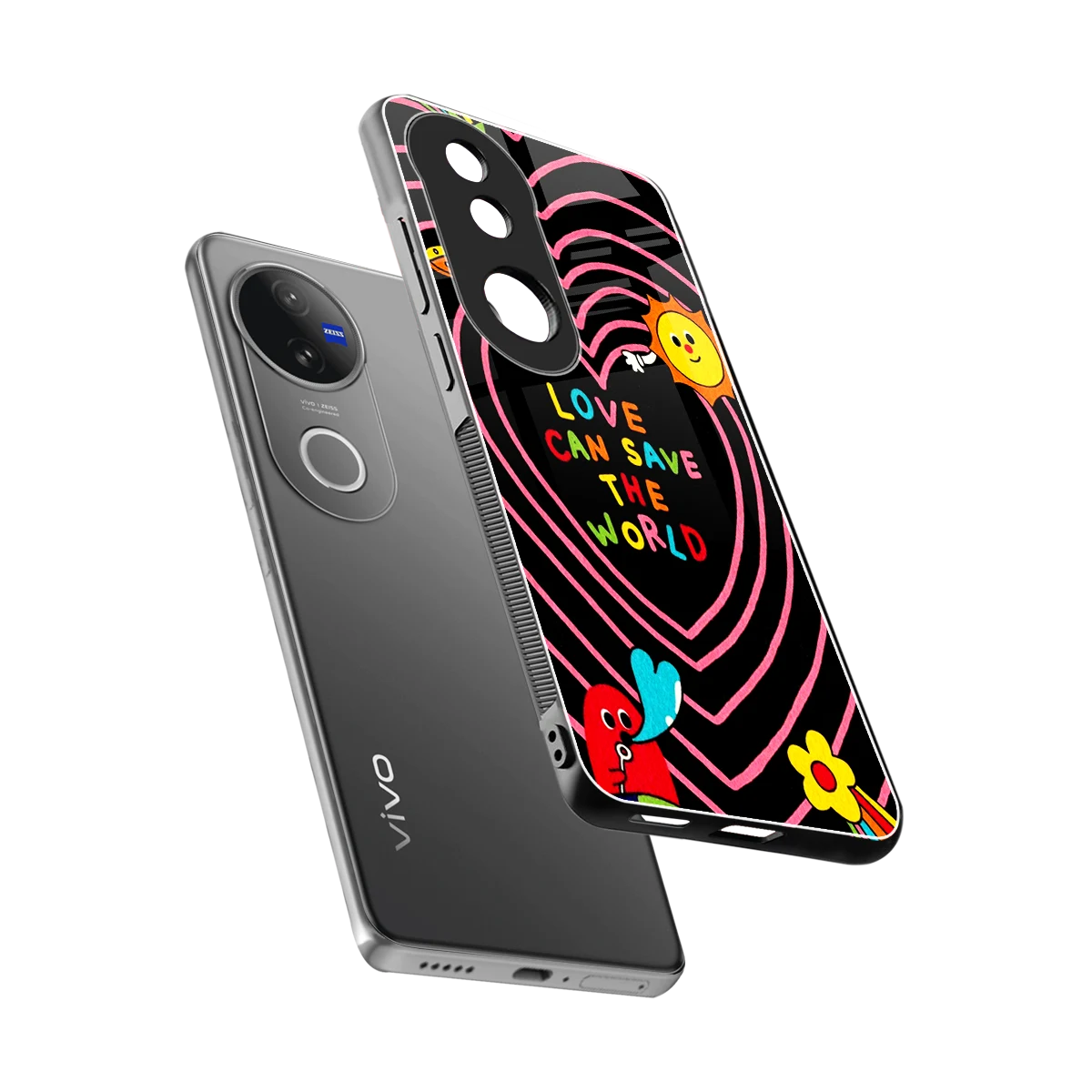 Save With Love sleek vivo v50 cover with tempered glass back and TPU edges