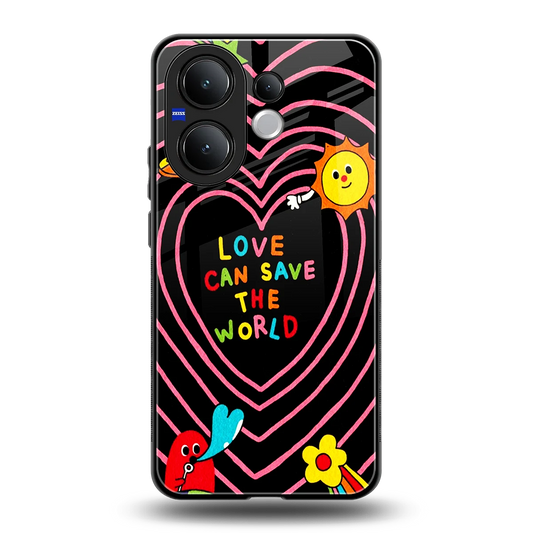 Save With Love back phone cover | glass case for vivo v60