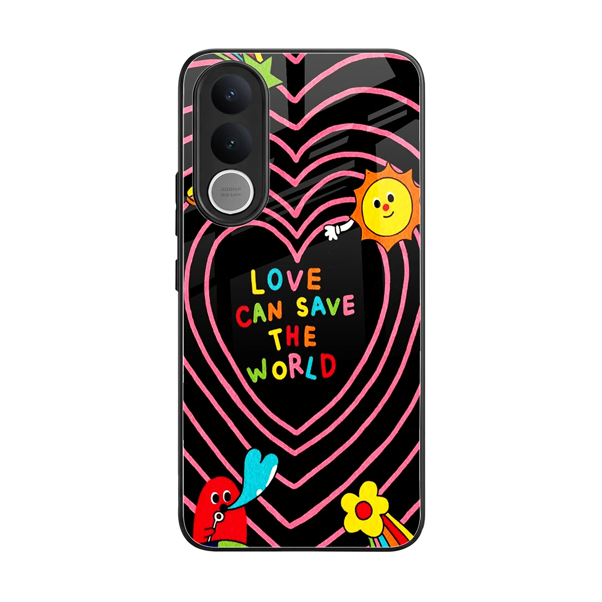 Save With Love back phone cover | glass case for vivo v70 fe