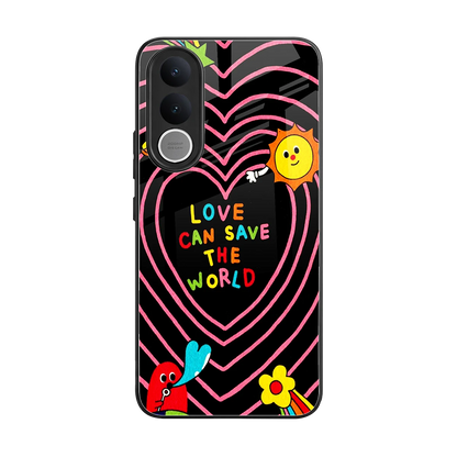 Save With Love back phone cover | glass case for vivo v70 fe