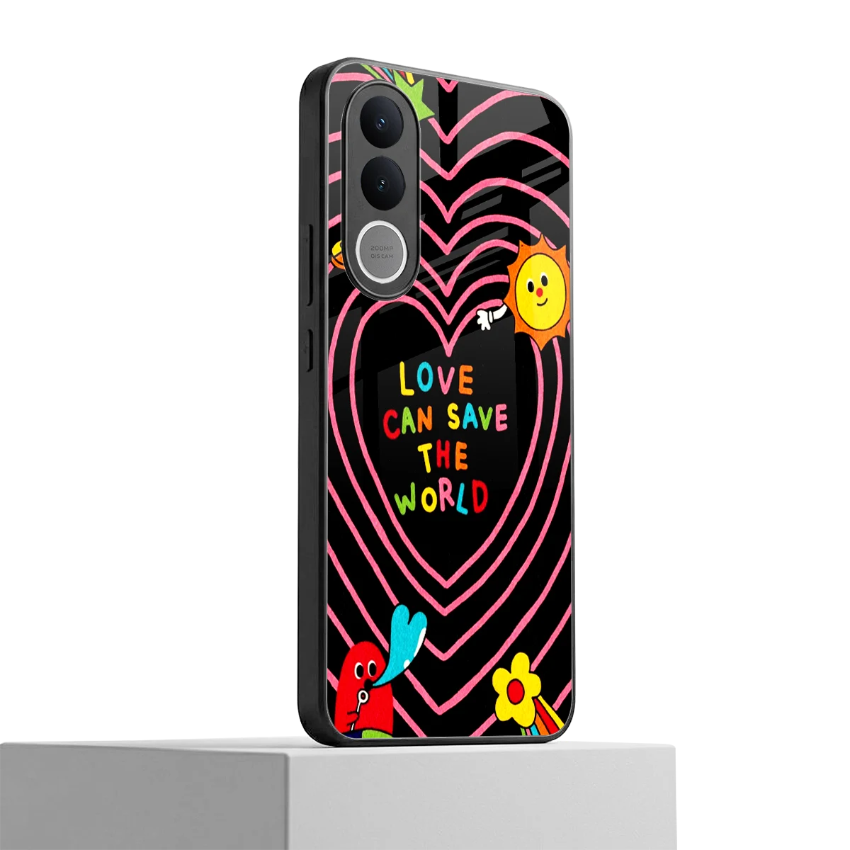 Save With Love vivo v70 fe mobile cover | shockproof glass phone case