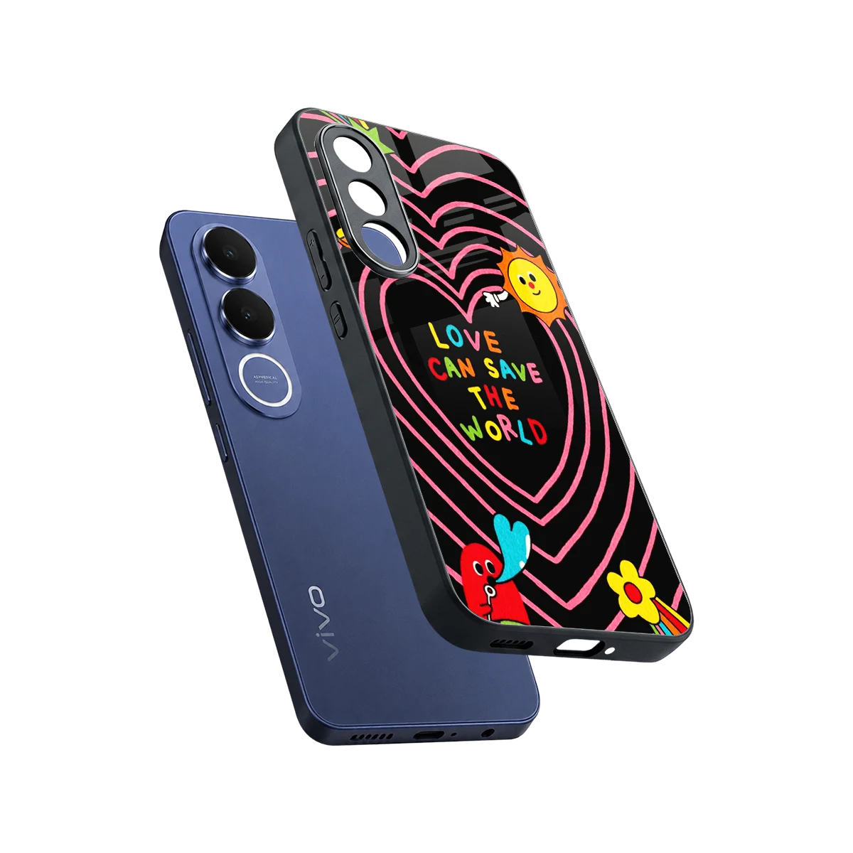 Save With Love sleek vivo v70 fe cover with tempered glass back and TPU edges