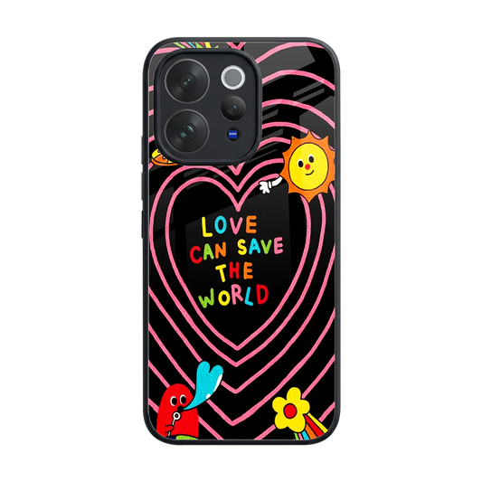 Save With Love back phone cover | glass case for vivo v70 elite