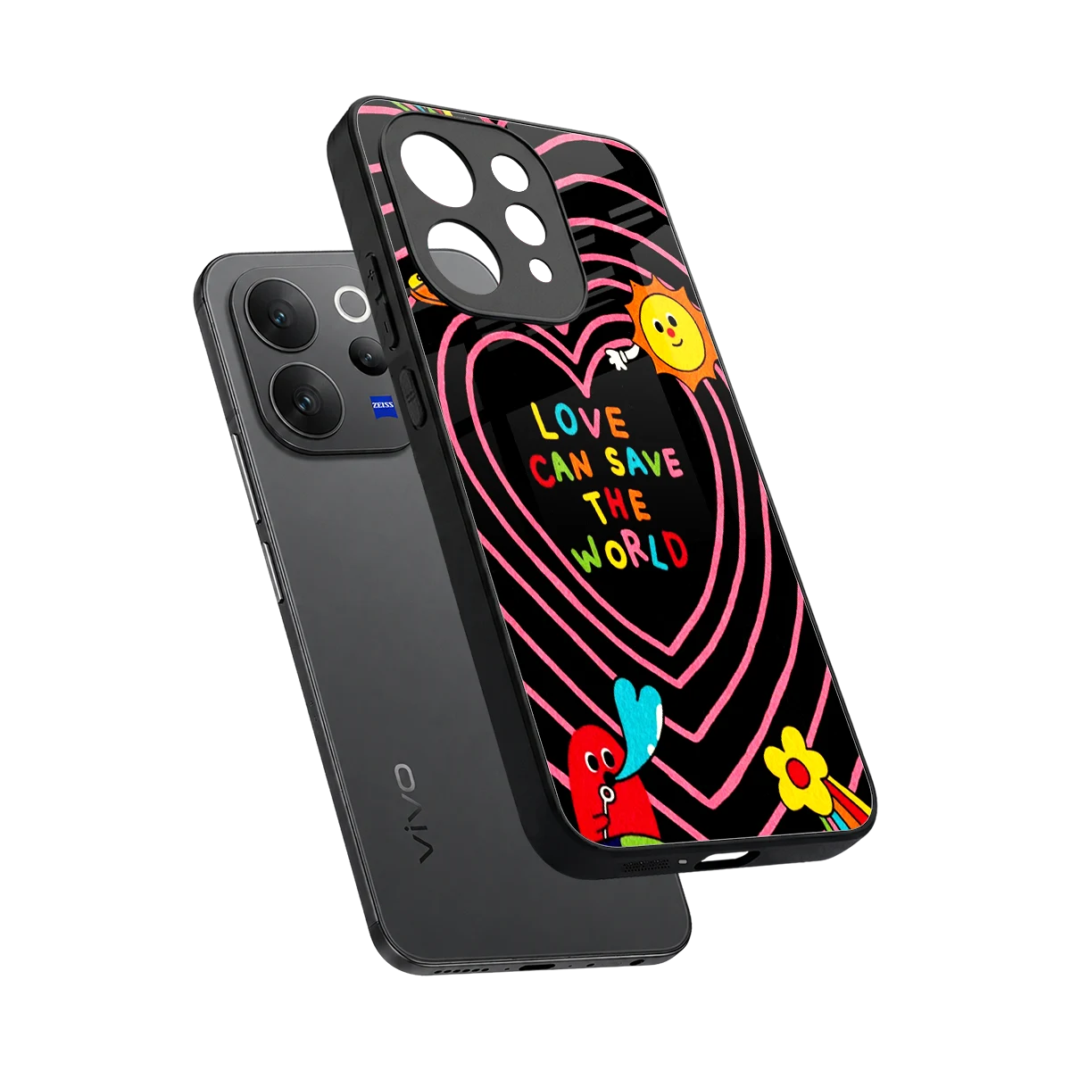 Save With Love sleek vivo v70 cover with tempered glass back and TPU edges