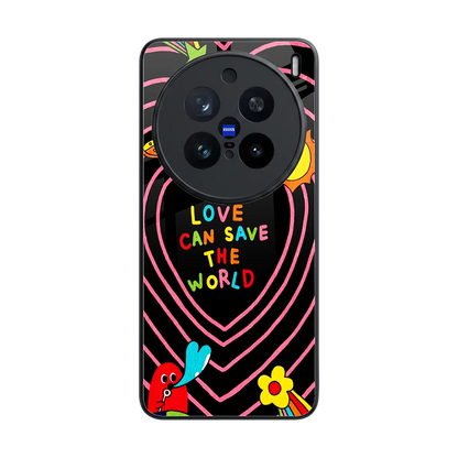 Save With Love back phone cover | glass case for vivo x200 pro