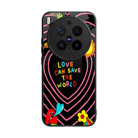 Save With Love back phone cover | glass case for vivo x300 pro