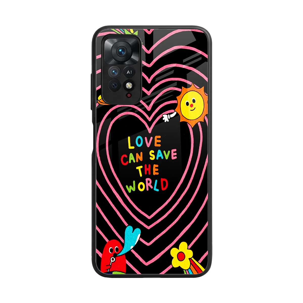 Save With Love back phone cover | glass case for redmi note 11 pro