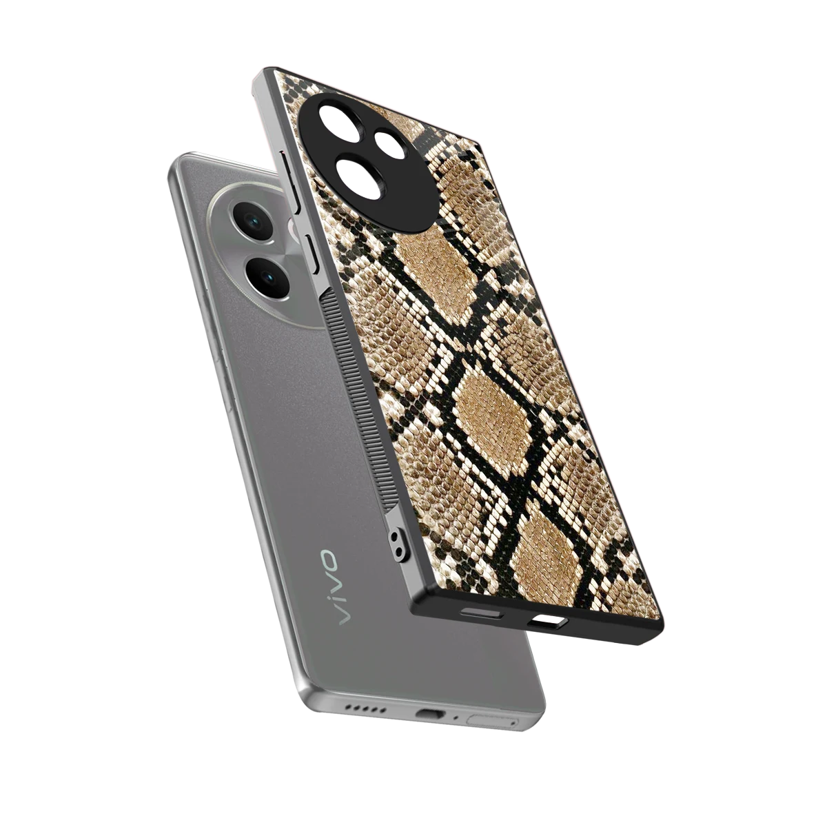 Scaly Chic sleek vivo v30e cover with tempered glass back and TPU edges
