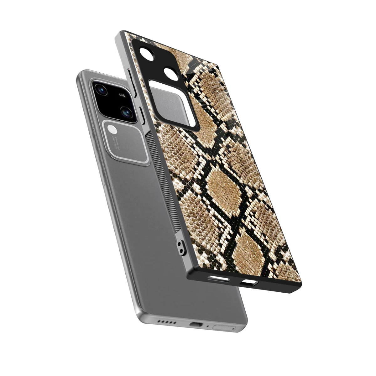 Scaly Chic sleek vivo v30 cover with tempered glass back and TPU edges