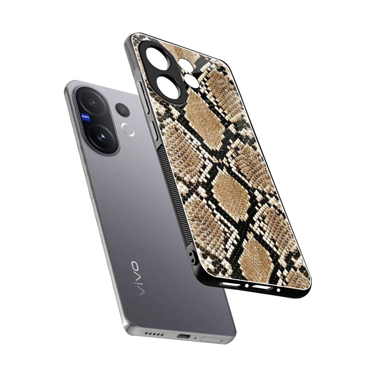 Scaly Chic sleek vivo v60 cover with tempered glass back and TPU edges