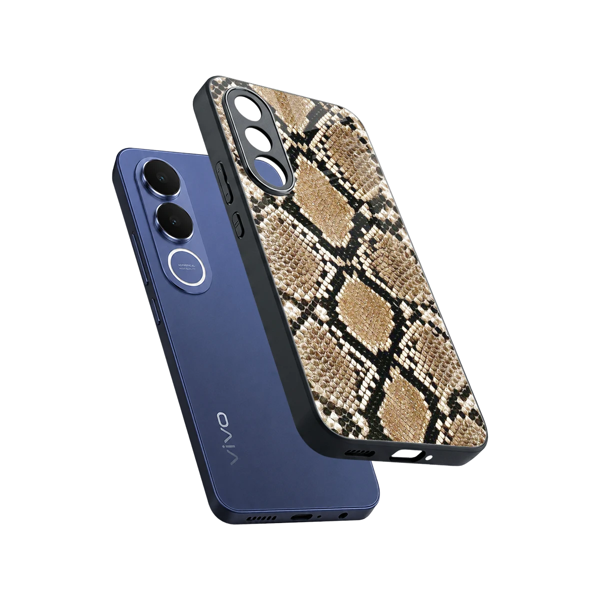 Scaly Chic sleek vivo v70 fe cover with tempered glass back and TPU edges