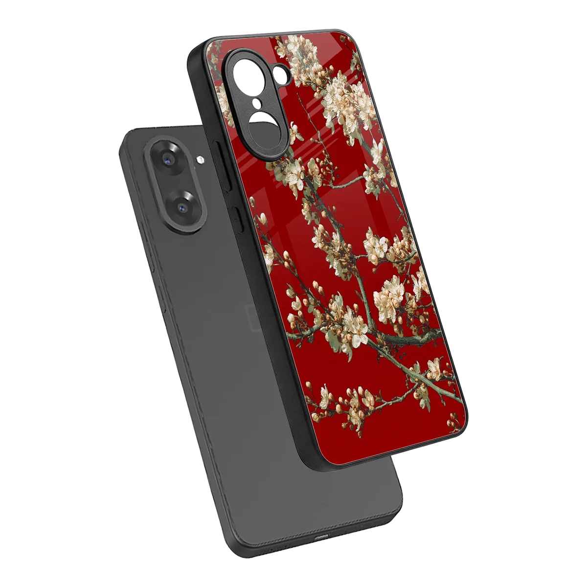 Scarlet Petals sleek oneplus nord ce5 5g cover with tempered glass back and TPU edges