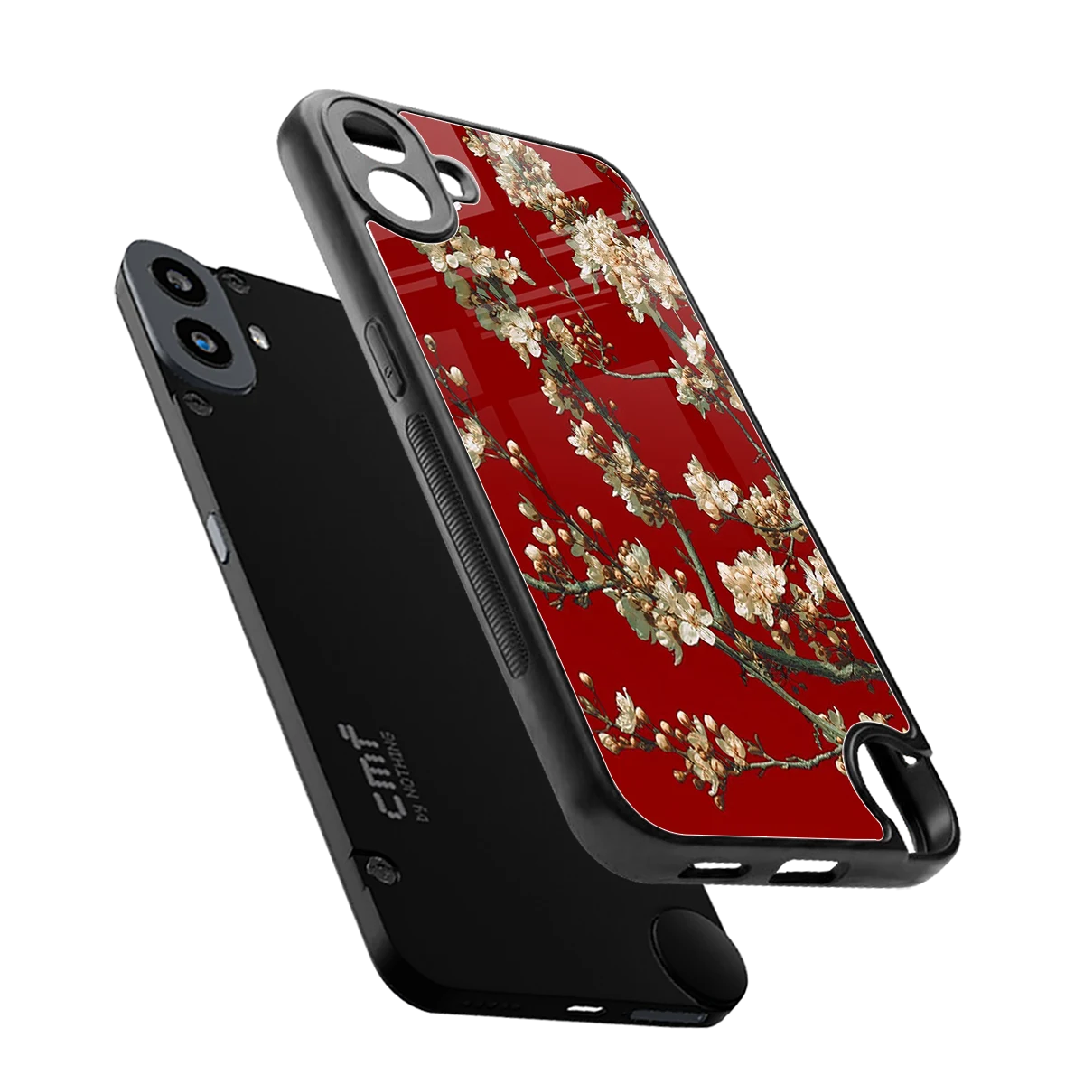 Scarlet Petals sleek cmf nothing phone 1 cover with tempered glass back and TPU edges