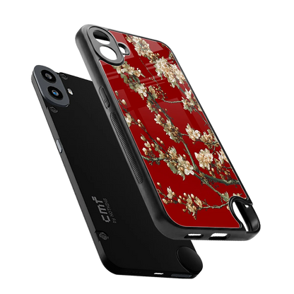 Scarlet Petals sleek cmf nothing phone 1 cover with tempered glass back and TPU edges