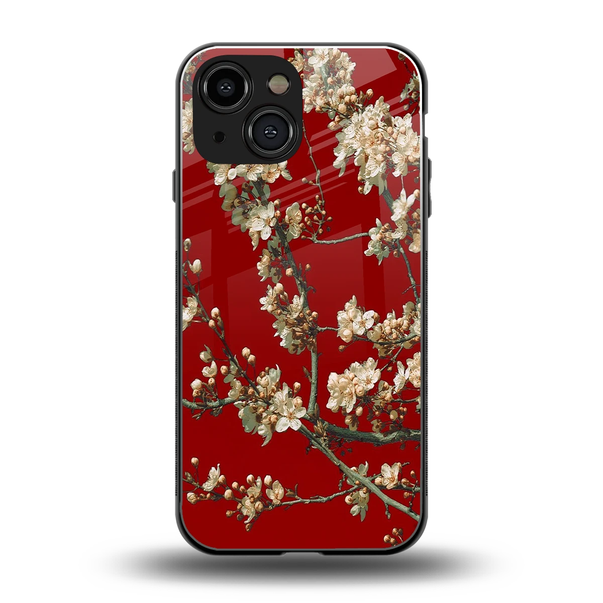 Scarlet Petals back phone cover | glass case for iphone 13 mini